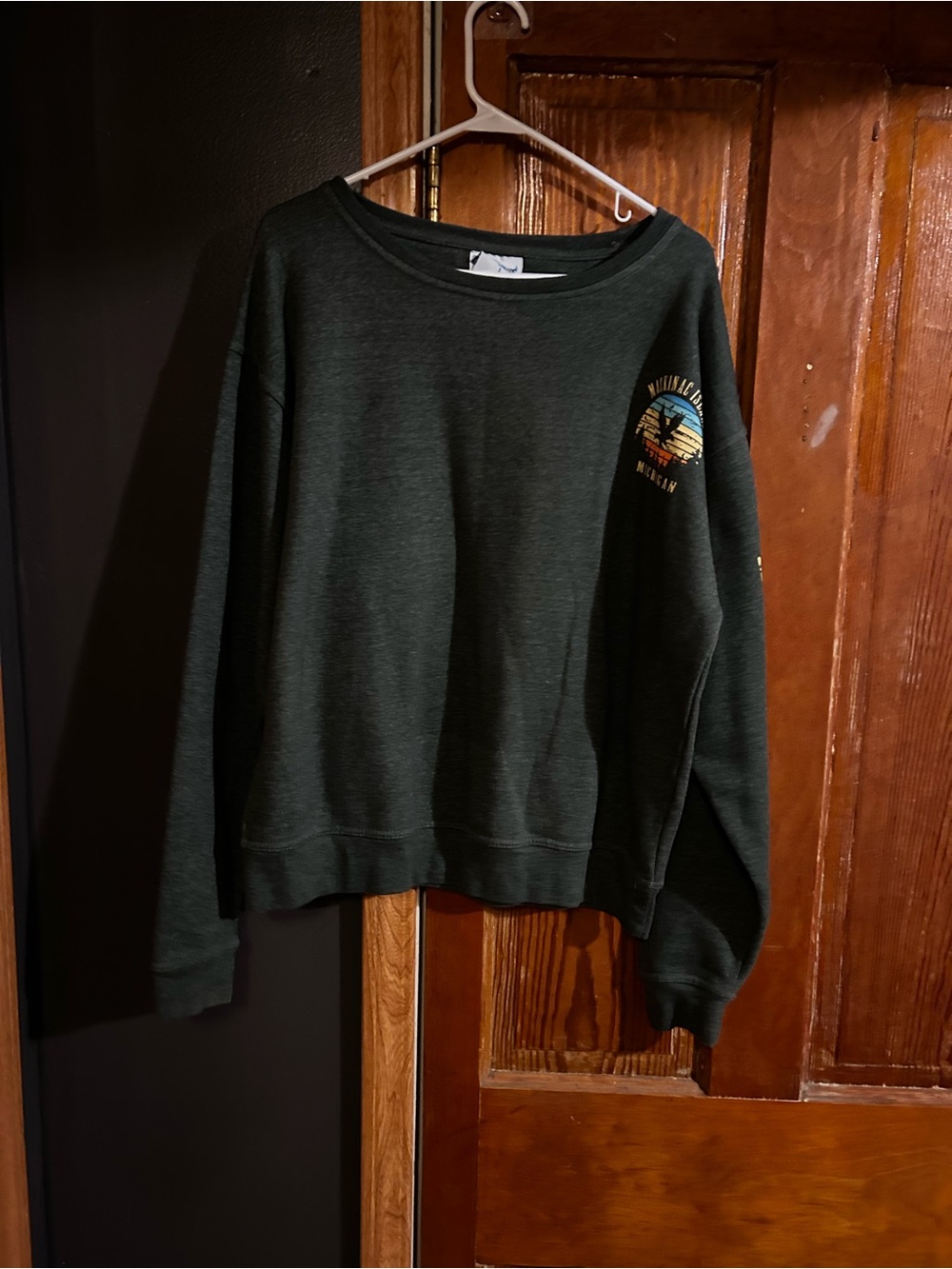 Women's Dark Green Crewneck Pullover Sweatshirt - Casual Everyday